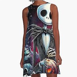 Dive into Holiday Magic: Unique Jack Skellington Art for a Contemporary Festive Celebration A-Line Dress