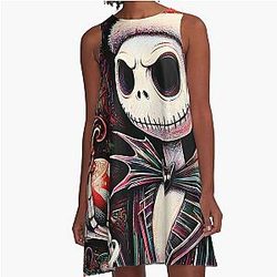 Dive into Holiday Magic: Unique Jack Skellington Art for a Contemporary Feminine Holiday Celebration A-Line Dress