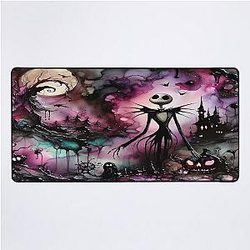Jack Skellington in a Watercolor Night Scene Desk Mat