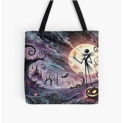 Spooky Moonlit Scene Jack Skellington All Over Print Tote Bag