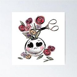 Jack Skellington Vase Gothic Floral Art Poster
