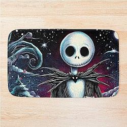 Dive into Holiday Magic: Unique Jack Skellington Art for a Contemporary Celebration with a Festive Twist Bath Mat