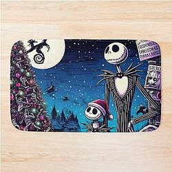 Dive into Holiday Magic: Unique Jack Skellington Art for a Festive Celebration - Bath Mat