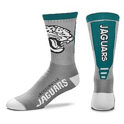 NFL Adult Team Logo Cool Grey Jump Key Crew Dress Socks Jacksonville Jaguars Men and Women Game Day Apparel Size Large 10-13