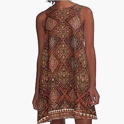 Persian Rug Boho Carpet Tapestry Bohemian A-Line Dress