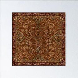 Persian Rug Boho Carpet Red Tapestry Jacquees Bohemian Poster