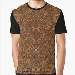 Jacquees Bohemian Graphic T-Shirt Persian Rug Boho Carpet Red Tapestry