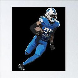 Jahmyr Gibbs Detroit Lions Running Back Poster