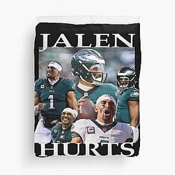 Jalen Hurts Philadelphia Eagles Duvet Cover