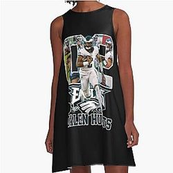Jalen Hurts Football Signature Vintage Retro Rap Style Perfect Gift for Football Lovers A-Line Dress