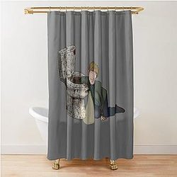 James Sunderland sticking his hand in a toilet shower curtain