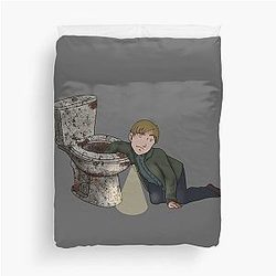 James Sunderland Sticking His Hand into a Toilet Duvet Cover