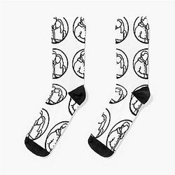 Claire and Jamie Fraser Outlander Minimalist Outline Drawing Socks