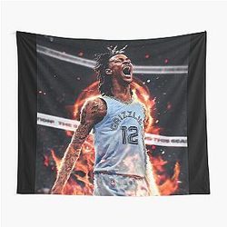Ja Morant 12 Fire Tapestry