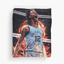Ja Morant 12 Fire Duvet Cover