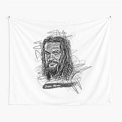 Jason Momoa Abstract Sketch Art Tapestry