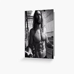Jason Momoa shirtless greeting cards