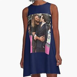 Jason Momoa and Henry Cavill Couple Goals A-Line Dress
