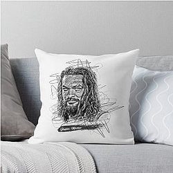 Jason Momoa Abstract Sketch Art, Jason Momoa Fan Art Throw Pillow