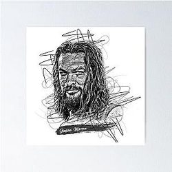 Jason Momoa Abstract Sketch Art, Jason Momoa Fan Art Poster