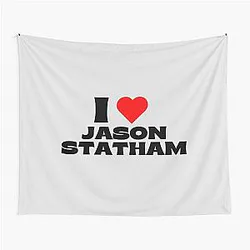 I Love Jason Statham Black Font Tapestry