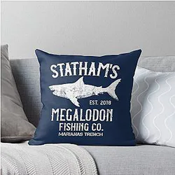 The Meg Jason Statham Megalodon Shark Fishing Throw Pillow