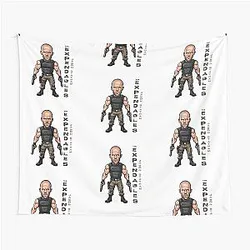 A funny caricature of the Expendables Jason Statham tapestry