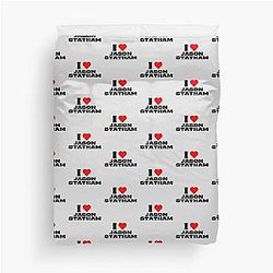 I Love Jason Statham Black Duvet Cover