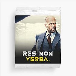 Jason Statham Motivational Quote Res Non Verba Cool Gift Duvet Cover