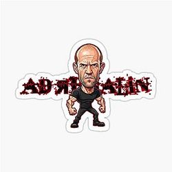 Funny caricature of Jason Statham with a sticker for an adrenaline rush