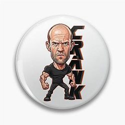 Funny Jason Statham action caricature Pin