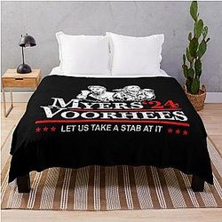 Myers Voorhees 24 For President Michael Myers Jason Voorhees 2024 Throw Blanket