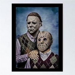 Michael Myers and Jason Voorhees Movie Funny Poster