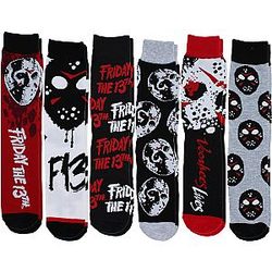 Friday the 13th Jason Voorhees Men's Crew Socks, 6-Pack, Size 8-12, Casual