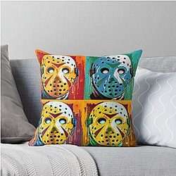 Jason Voorhees by Andy Warhol Friday the 13th Throw Pillow