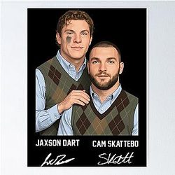 Jaxson Dart & Cam Skattebo Step Brother Vintage Poster