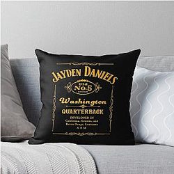 Jayden Daniels Football Throw Pillow