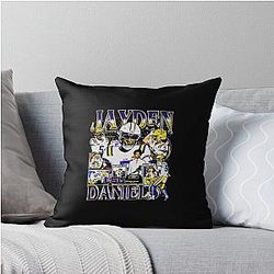 Jayden Daniels College Vintage Boot Throw Pillow