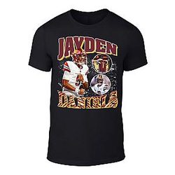 Black Washington Jayden Daniels Men's Adult Throwback T-Shirt