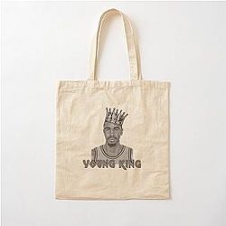 Jayson Tatum Young King Basketball Cotton Tote Bag