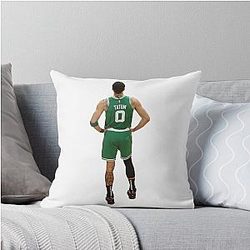 Jayson Tatum and Basketball Throw Pillow