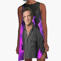 Jeff Probst On Fire Flames A-Line Dress