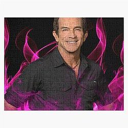 Jeff Probst Survivor Pink Fire Jigsaw Puzzle Tapestry