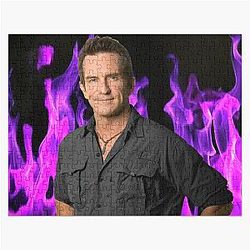 Jeff Probst on Fire Mode Flames Nisra Eidni Jigsaw Puzzle