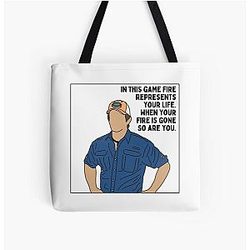 In this game fire represents your life when your fire is gone are you - Jeff Probst All Over Print Tote Bag