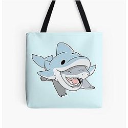Jeff The Land Shark Dolphin All Over Print Tote Bag
