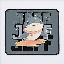 Jeff the Land Shark Cute Shark Wears Pink Collar Mousepad