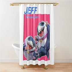 Jeff the Land Shark Retro Design Shower Curtain
