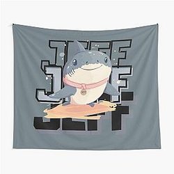 Jeff the Land Shark - Shark wears pink collar Tapestry
