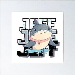 Jeff the Land Shark - Cute Shark Wears Pink Collar Poster